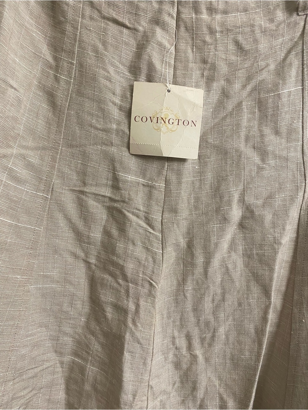 Vintage Y2K Sears Covington Linen Blend Flowy Boho Midi A-Line Beige 14 New - Picture 8 of 12